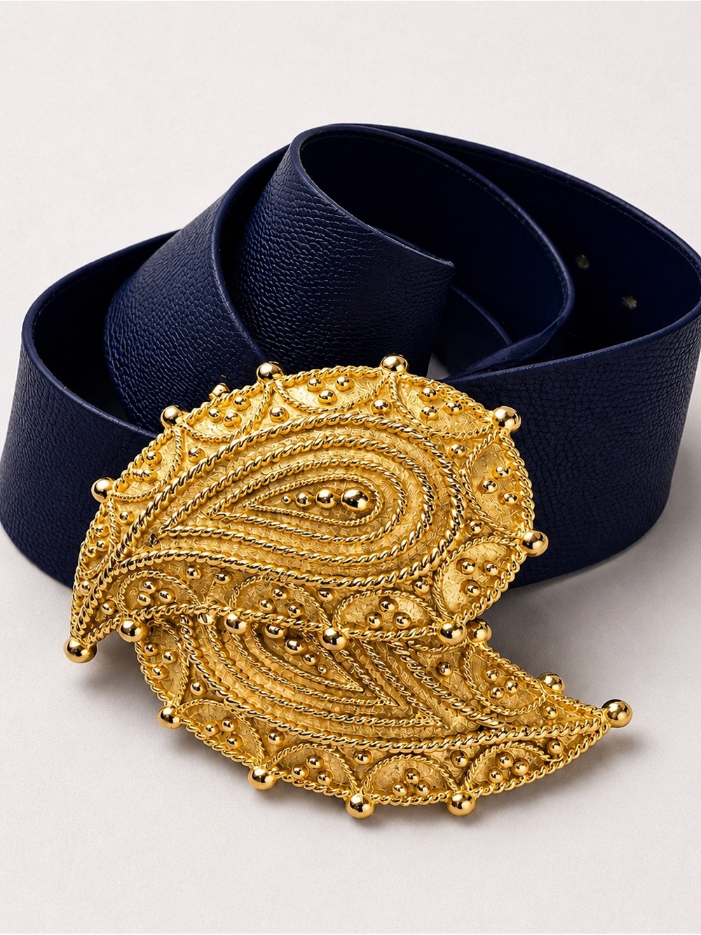 MIMI DI N NISCEMI VINTAGE 1984 COUTURE PAISLEY ORNATE FILIGREE GOLD GLAM BELT
